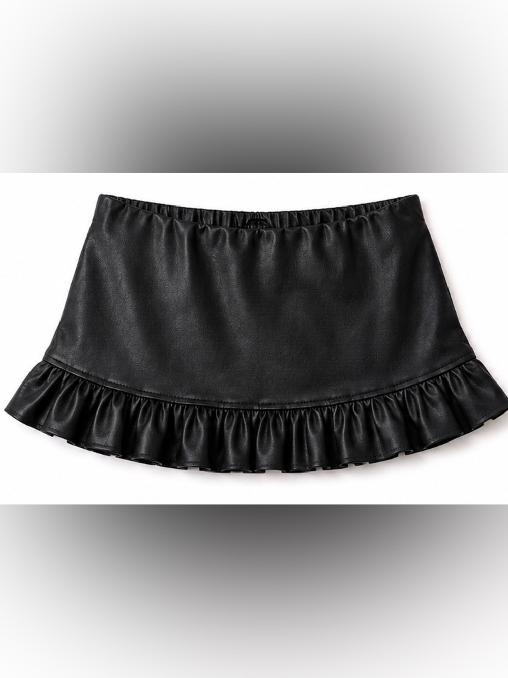 Dolls Kill Black Faux Leather Ruffle Hem Mini Skirt/Skort
